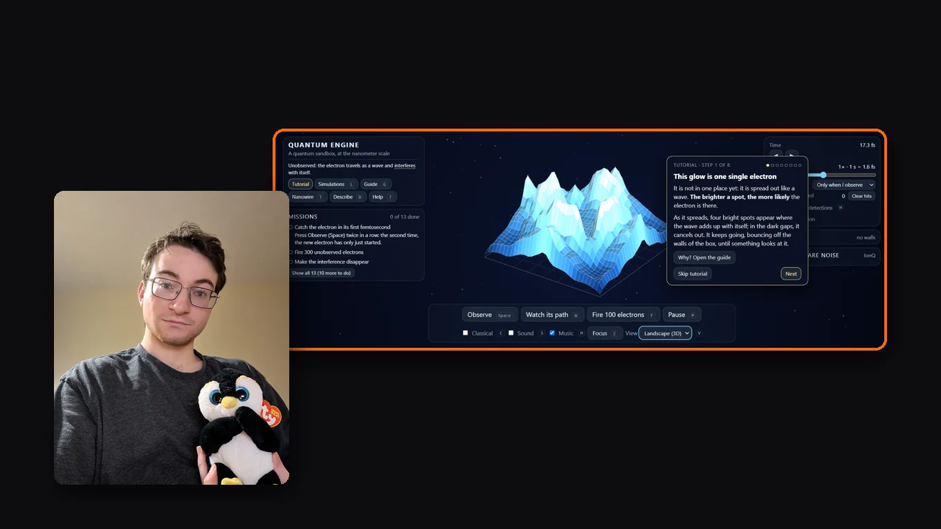 Maverick Messier, with a screenshot of Quantum Engine