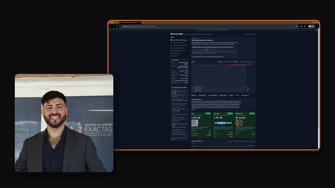 Santiago Carlos, with a screenshot of Memory Wall: when can a laptop fake a quantum computer?