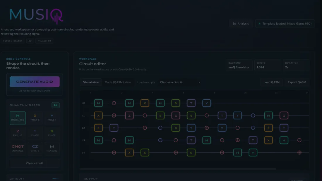 Musiq, a browser-based quantum sonification platform