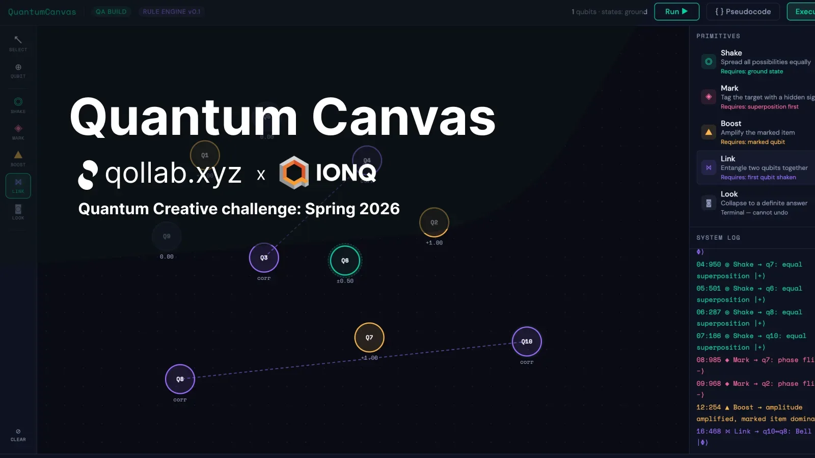 QuantumCanvas, a visual sandbox for composing quantum algorithms by hand